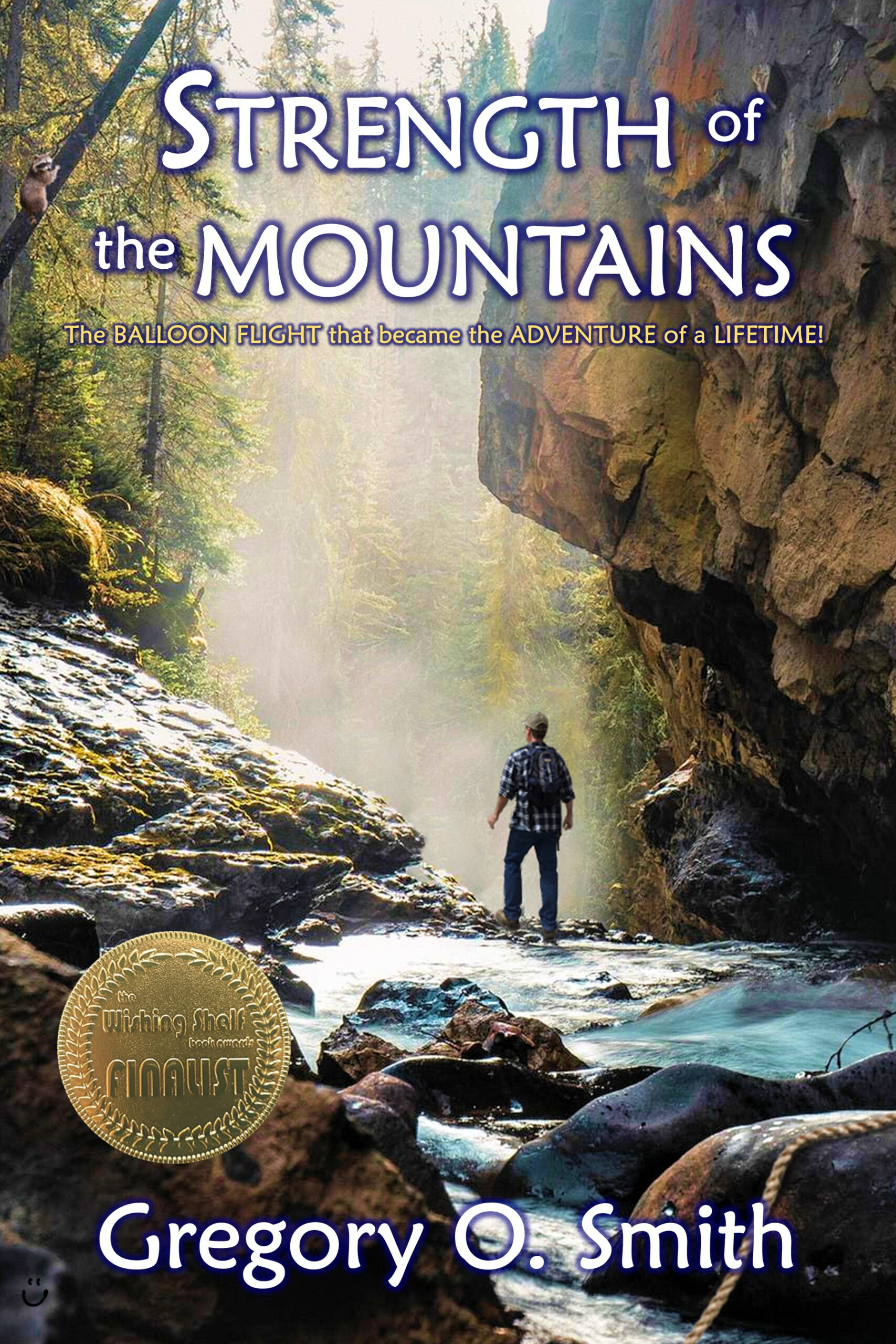 Cover designed by Anne R. Smith for Strength of the Mountains children's survival book by Gregory O. Smith