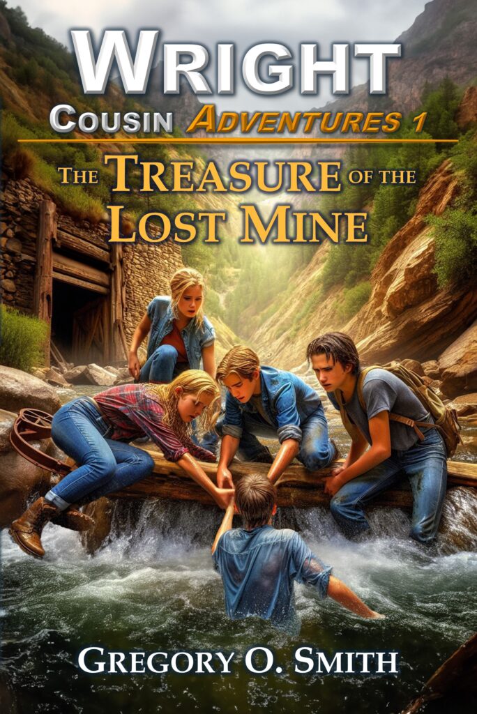 Book cover for the Treasure of the Lost Mine, book 1 in the award-winning Wright Cousin Adventures series.