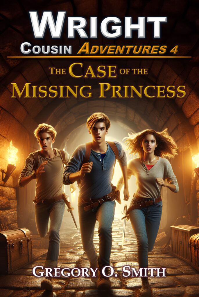 Book cover for The Case of the Missing Princess, book 4 in the Wright Cousin Adventures children's book series