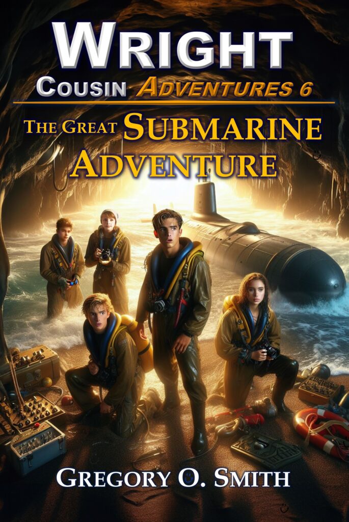 Children's book cover for The Great Submarine Adventure, book 6 in the Wright Cousin Adventures series