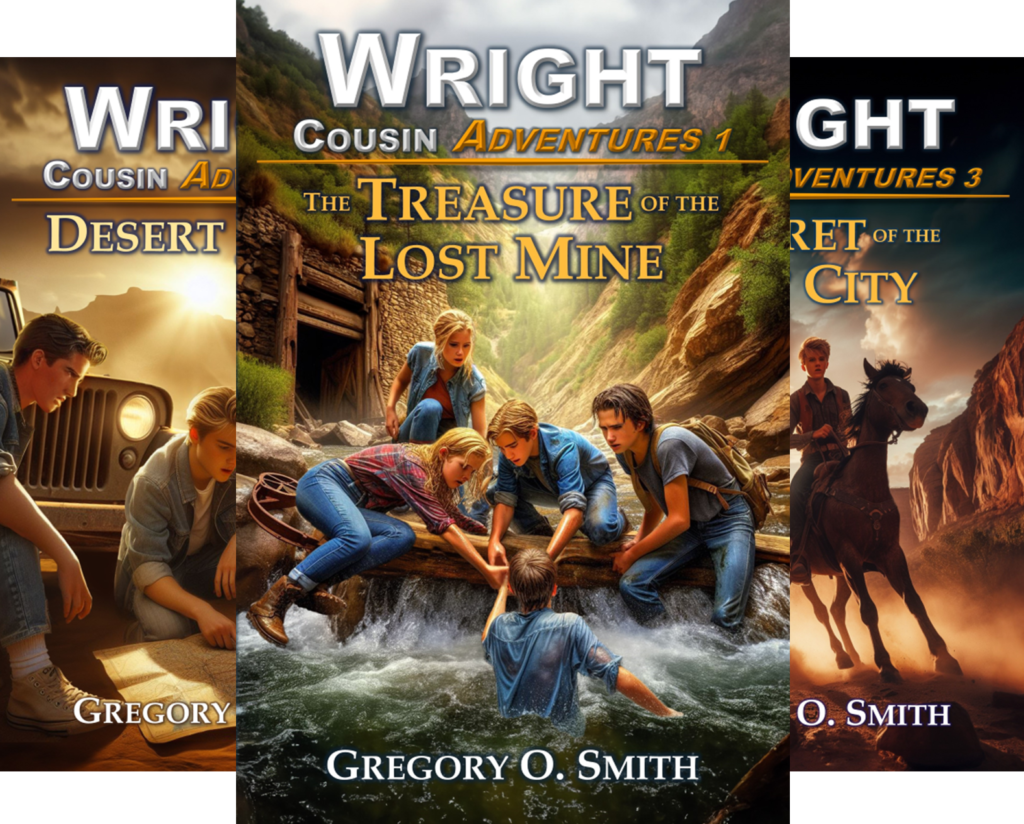 Showing books 1, 2, and 3 in the award-winning Wright Cousin Adventures series by author Gregory O. Smith.