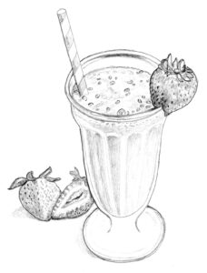 Strawberry Thing Drawing of Strawberry smoothie in a glass.